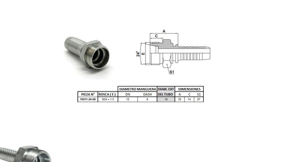 Imagen de MACHO RECTO M24 X 1,5-16 08 1/2'' (MULTI ASIENTO)